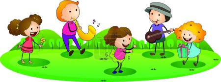Téléchargez les illustrations : Enfants jouant de la musique illustration vectorielle moderne - en licence libre de droit