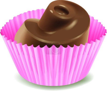Ilustración de Chocolates en una taza rosa, ilustración vectorial gráfica - Imagen libre de derechos