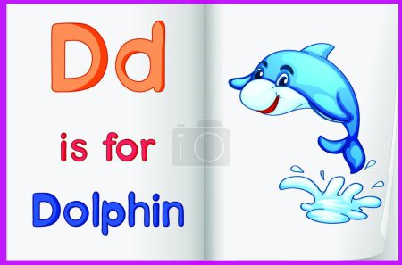 Ilustración de Delfín y un libro, ilustración vectorial - Imagen libre de derechos