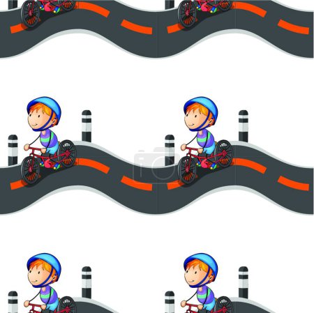 Illustration for Boy riding on bicycle, graphic vector illustration - Royalty Free Image