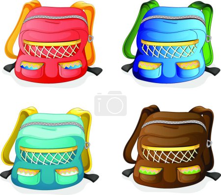 Illustration for School bags, graphic vector illustration - Royalty Free Image