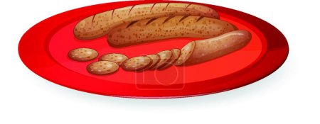 Illustration for Sausages on plate   vector illustration - Royalty Free Image
