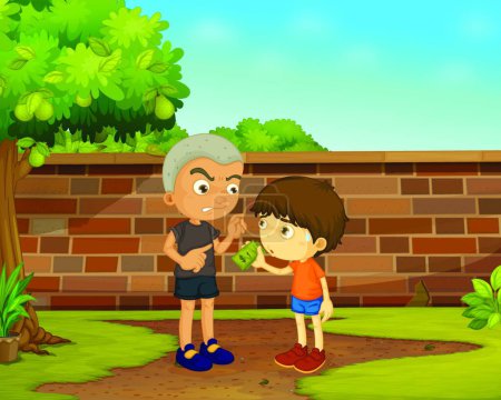 Téléchargez les illustrations : Deux garçons dans le parc, illustration vectorielle graphique - en licence libre de droit