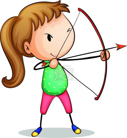 Téléchargez les illustrations : Archer girl, illustration vectorielle graphique - en licence libre de droit