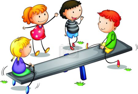 Illustration for Seesaw kids, graphic vector illustration - Royalty Free Image