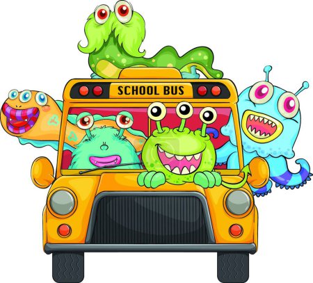 Illustration for Monsters and school, colorful vector illustration - Royalty Free Image