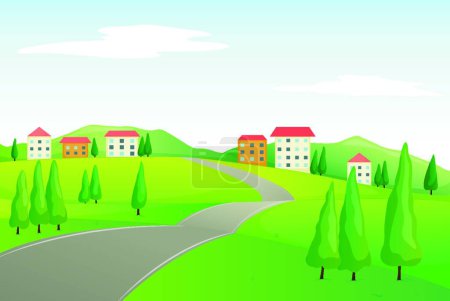 Illustration for Buildings and road, graphic vector illustration - Royalty Free Image