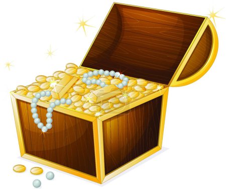 Illustration for Gold treasure chest with coins - Royalty Free Image