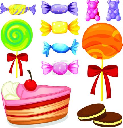 Ilustración de Ilustración de los diversos dulces - Imagen libre de derechos