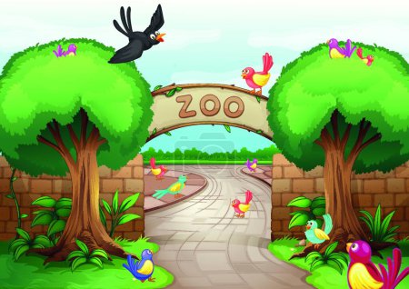 Illustration for Illustration of the Zoo scene - Royalty Free Image