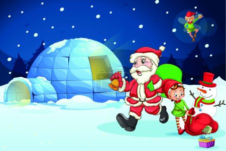 Téléchargez les illustrations : Père Noël claus et les enfants - en licence libre de droit