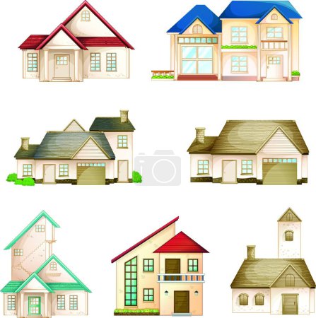 Téléchargez les illustrations : Illustration des différentes maisons - en licence libre de droit
