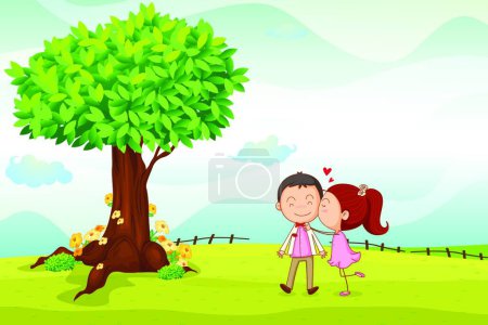 Téléchargez les photos : Illustration des enfants amoureux - en image libre de droit