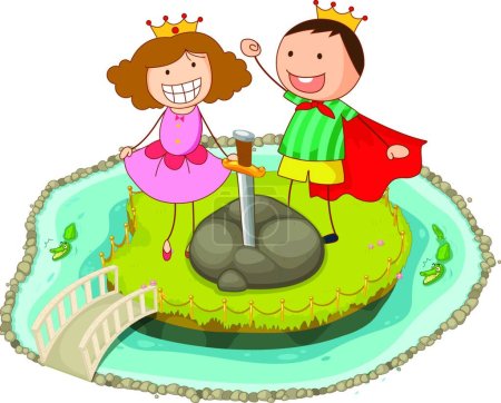 Illustration for Illustration of the kids playing on island - Royalty Free Image