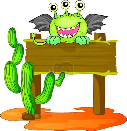 Illustration for Board and monster vector illustration - Royalty Free Image
