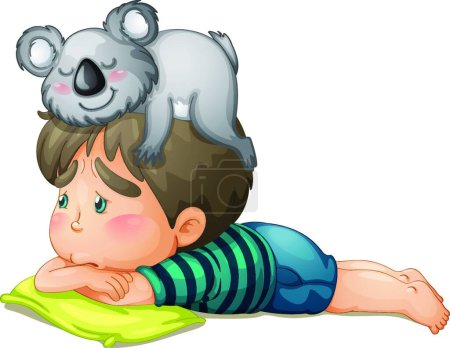 Téléchargez les illustrations : Illustration du garçon et de l'ours - en licence libre de droit