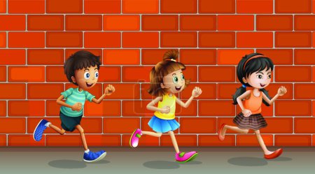 Illustration for Kids and a wall - Royalty Free Image