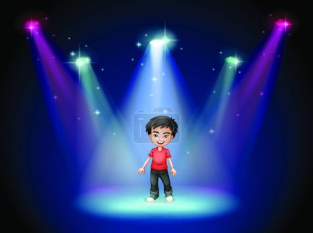 Illustration for "A young actor at the center of the stage" - Royalty Free Image