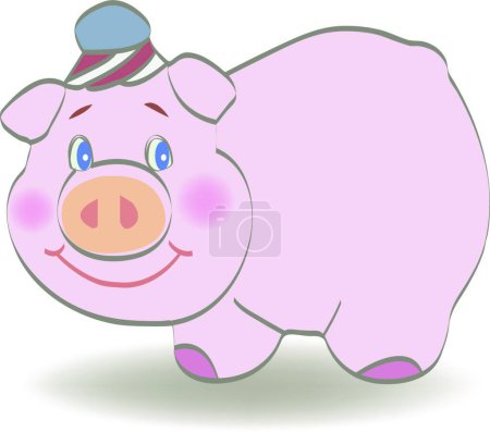 Ilustración de Cerdo de dibujos animados, ilustración vectorial diseño simple - Imagen libre de derechos