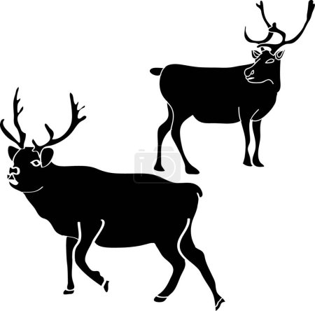 Téléchargez les illustrations : Silhouette de renne, illustration vectorielle design simple - en licence libre de droit
