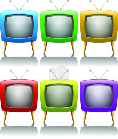 Illustration for Six televisions with antenna - Royalty Free Image