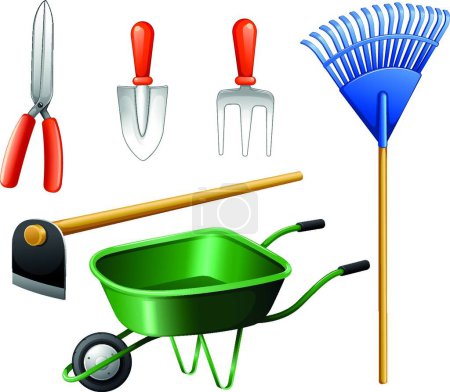 Illustration for Gardening tools, vector illustration simple design - Royalty Free Image
