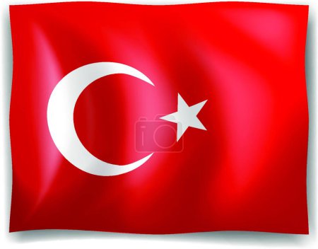 Ilustración de Bandera de Turquía, ilustración vectorial diseño simple - Imagen libre de derechos