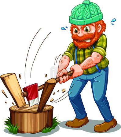 Illustration for Tired lumberjack, vector illustration simple design - Royalty Free Image