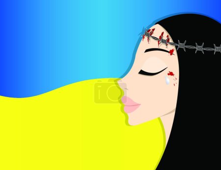 Illustration for Ukrainian woman, vector illustration simple design - Royalty Free Image