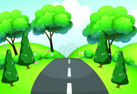 Illustration for Road passing through the hills, vector illustration simple design - Royalty Free Image