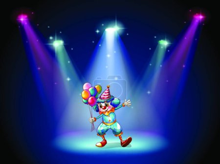 Illustration for Clown at the center of the stage, vector illustration simple design - Royalty Free Image