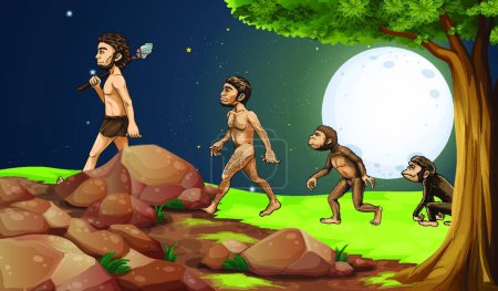 Illustration for Evolution of man in the hilltop, vector illustration simple design - Royalty Free Image