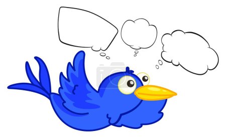 Téléchargez les illustrations : Une créature volante bleue, illustration vectorielle design simple - en licence libre de droit