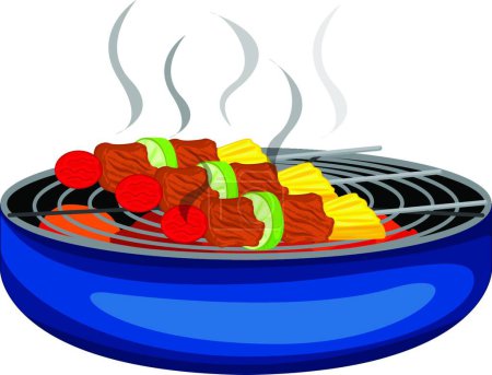 Téléchargez les illustrations : Barbecues cuits au-dessus du barbecue - en licence libre de droit
