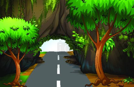 Illustration for Road under the cave, vector illustration simple design - Royalty Free Image