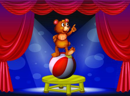 Illustration for Bear at the circus show, vector illustration simple design - Royalty Free Image