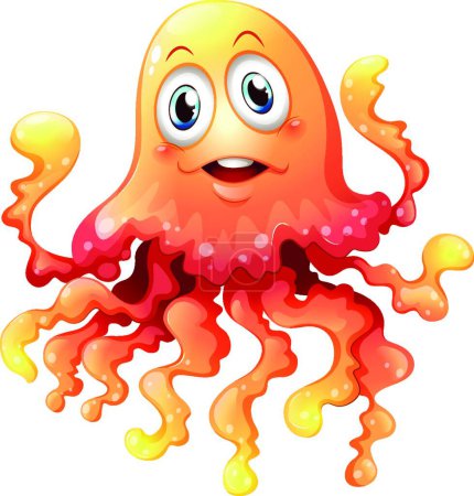 Ilustración de Linda ilustración medusa, animal submarino - Imagen libre de derechos