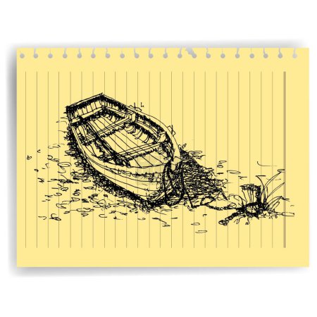 Illustration for Sketch drawing boat, vector illustration simple design - Royalty Free Image