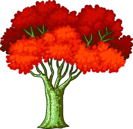 Ilustración de Árbol con hojas rojas, ilustración vectorial diseño simple - Imagen libre de derechos