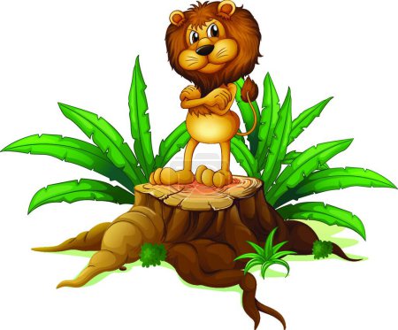 Illustration for Lion standing above the wood, vector illustration simple design - Royalty Free Image