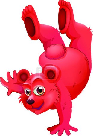 Illustration for Red bear doing a handstand, vector illustration simple design - Royalty Free Image