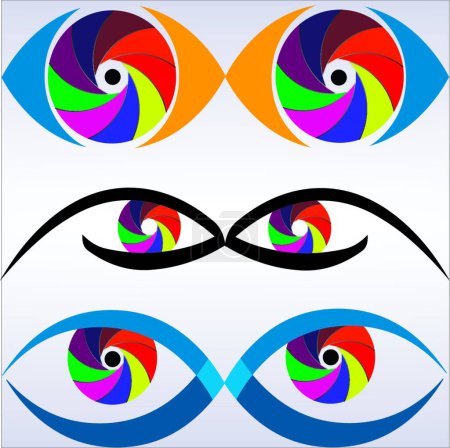 Illustration for Logo eye view photo, colorful vector illustration - Royalty Free Image