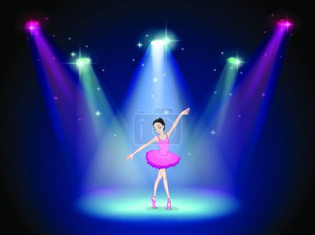 Téléchargez les illustrations : Gracieuse ballerine au centre de la scène - en licence libre de droit