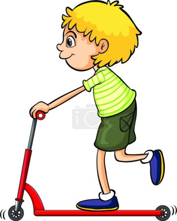 Illustration for Boy playing on push bicycle, vector illustration simple design - Royalty Free Image