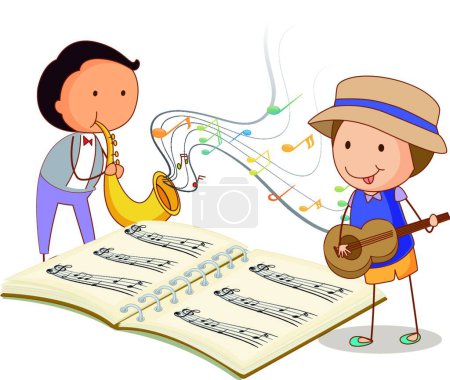Téléchargez les illustrations : Musiciens jouant avec les instruments de musique - en licence libre de droit