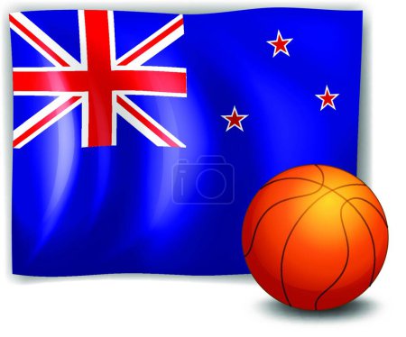 Illustration for Ball in front of the flag of New Zealand, vector illustration simple design - Royalty Free Image