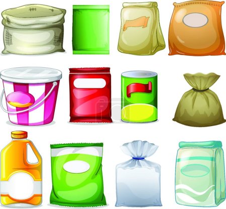 Illustration for Different packs and containers, vector illustration simple design - Royalty Free Image