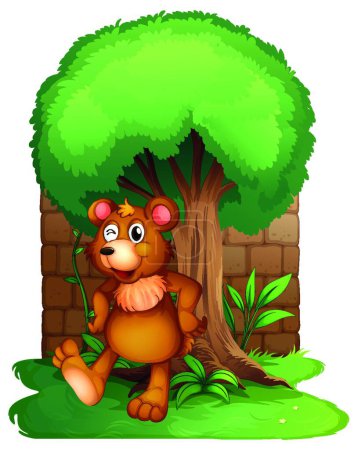 Téléchargez les illustrations : Ours près de l'arbre, illustration vectorielle design simple - en licence libre de droit