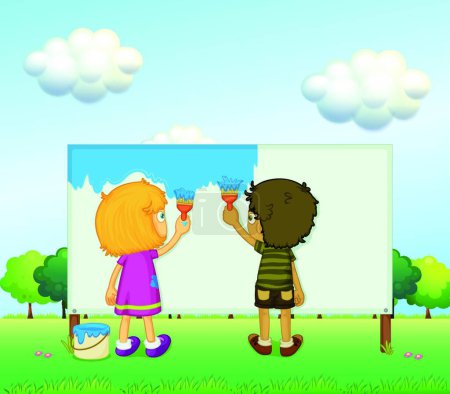 Ilustración de Niños pintura, vector ilustración diseño simple - Imagen libre de derechos