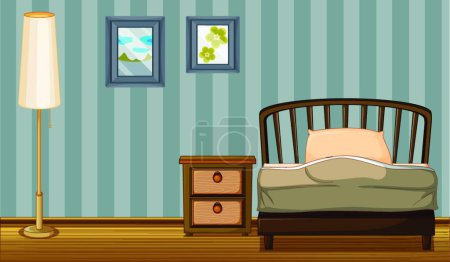 Illustration for Bed and a lamp, vector illustration simple design - Royalty Free Image